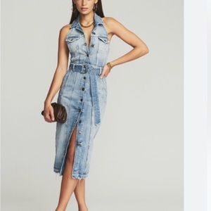 Retrofete Logan belted denim midi dress